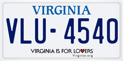 VA license plate VLU4540