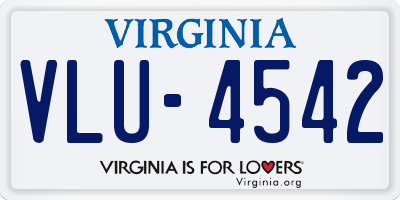 VA license plate VLU4542