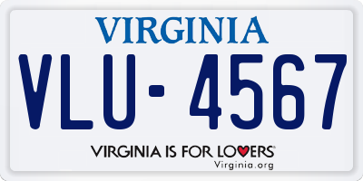 VA license plate VLU4567