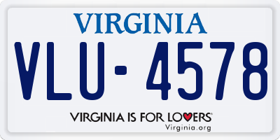 VA license plate VLU4578