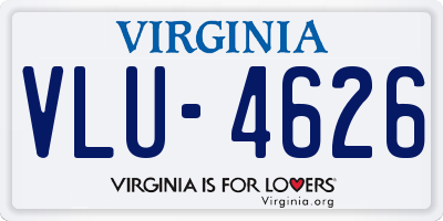 VA license plate VLU4626