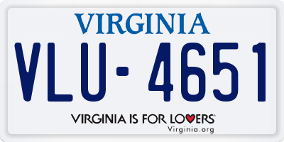 VA license plate VLU4651