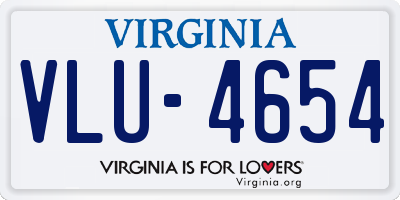 VA license plate VLU4654