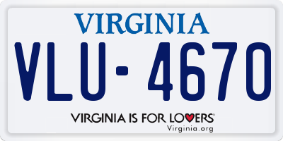 VA license plate VLU4670