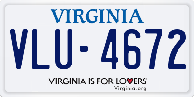 VA license plate VLU4672