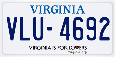VA license plate VLU4692