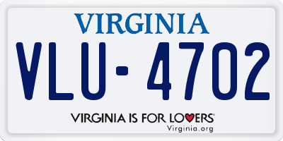 VA license plate VLU4702