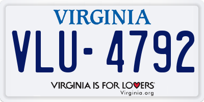VA license plate VLU4792