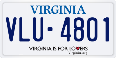 VA license plate VLU4801