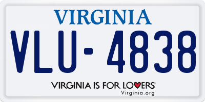 VA license plate VLU4838