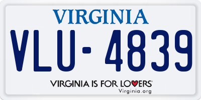 VA license plate VLU4839