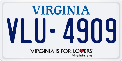 VA license plate VLU4909