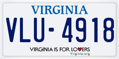 VA license plate VLU4918