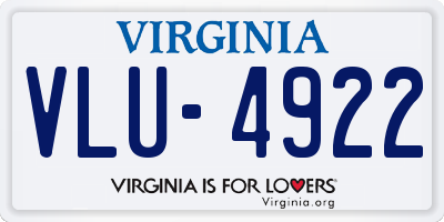 VA license plate VLU4922