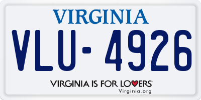 VA license plate VLU4926