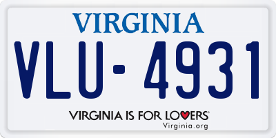 VA license plate VLU4931