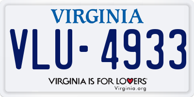 VA license plate VLU4933