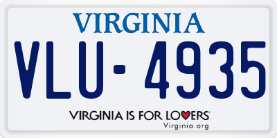 VA license plate VLU4935