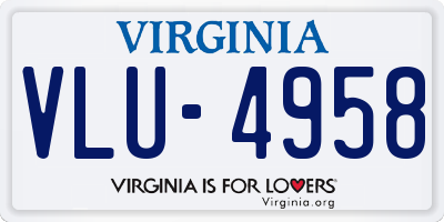 VA license plate VLU4958