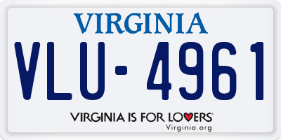 VA license plate VLU4961
