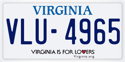 VA license plate VLU4965