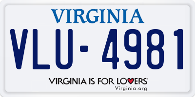 VA license plate VLU4981