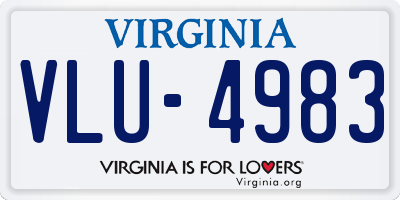 VA license plate VLU4983