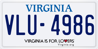 VA license plate VLU4986