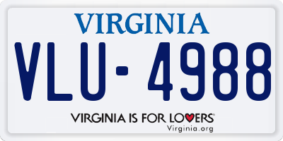VA license plate VLU4988
