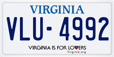 VA license plate VLU4992