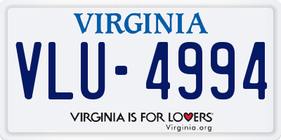 VA license plate VLU4994