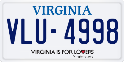 VA license plate VLU4998