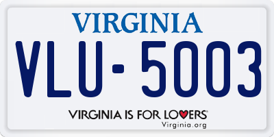 VA license plate VLU5003
