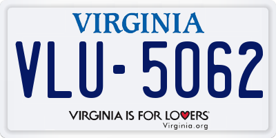 VA license plate VLU5062