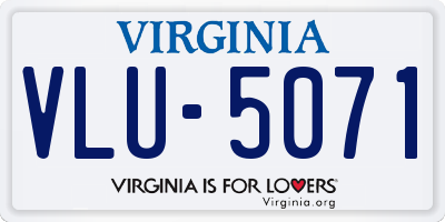 VA license plate VLU5071