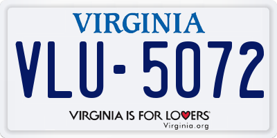 VA license plate VLU5072