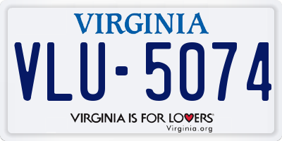 VA license plate VLU5074