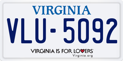 VA license plate VLU5092