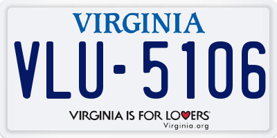 VA license plate VLU5106