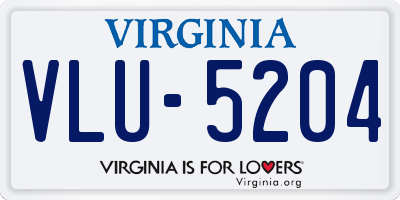 VA license plate VLU5204