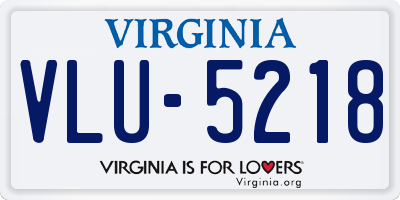 VA license plate VLU5218