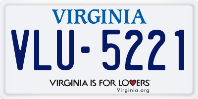 VA license plate VLU5221