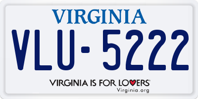 VA license plate VLU5222