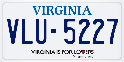 VA license plate VLU5227