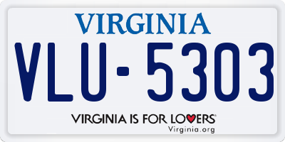 VA license plate VLU5303