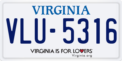 VA license plate VLU5316