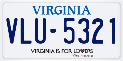 VA license plate VLU5321