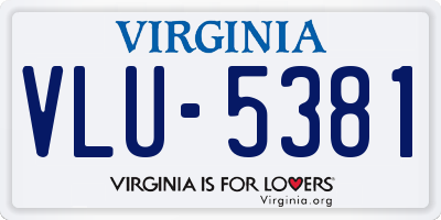 VA license plate VLU5381