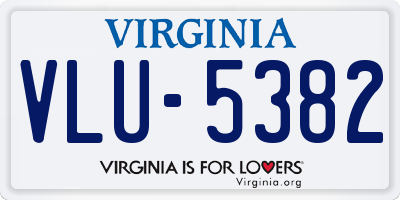 VA license plate VLU5382