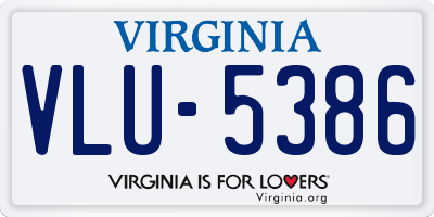 VA license plate VLU5386